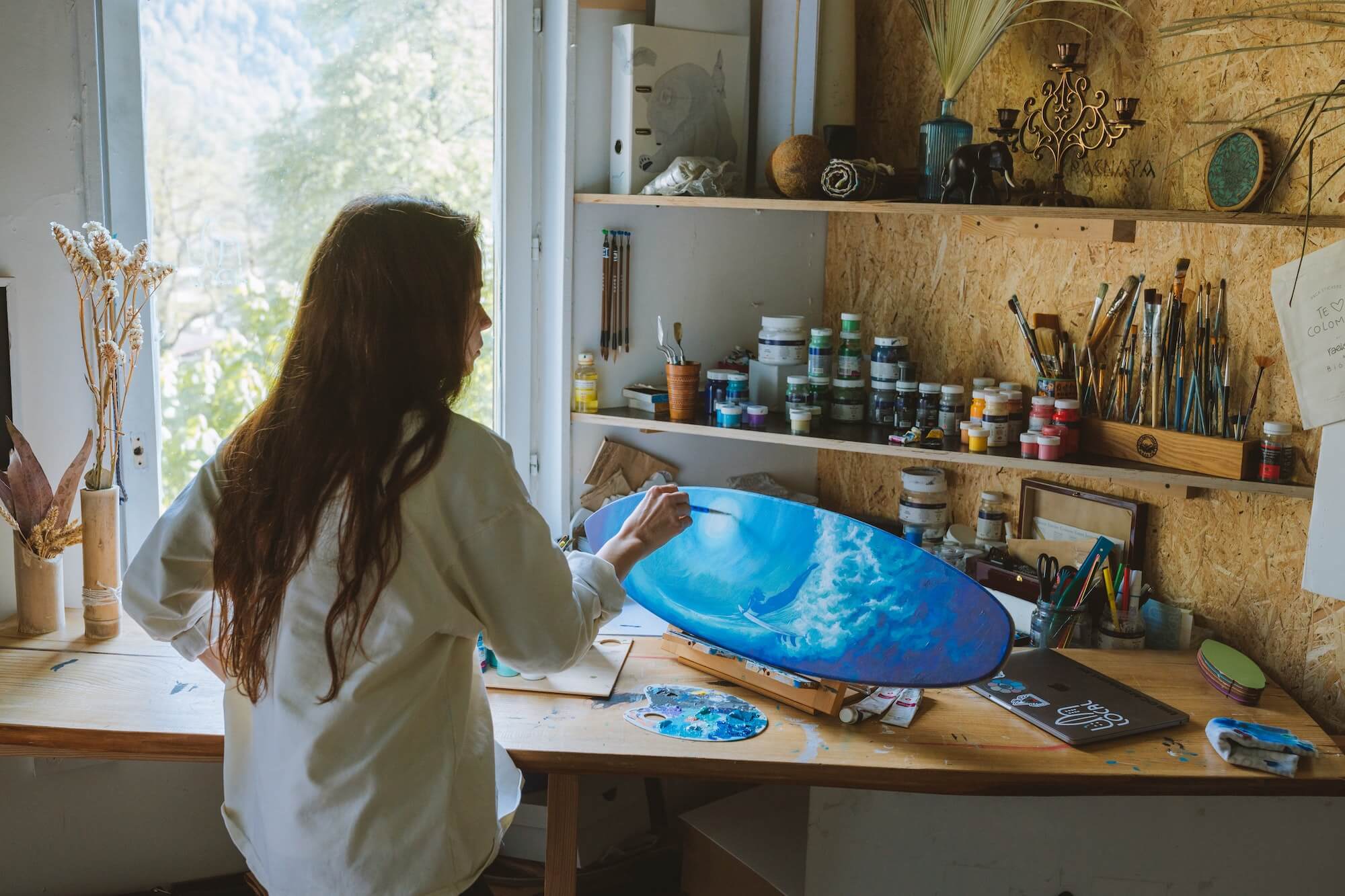 Hawaii artist painting original surfboard art 